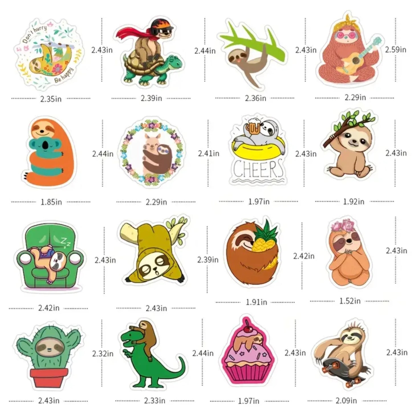 100 Piece Sloth Stickers