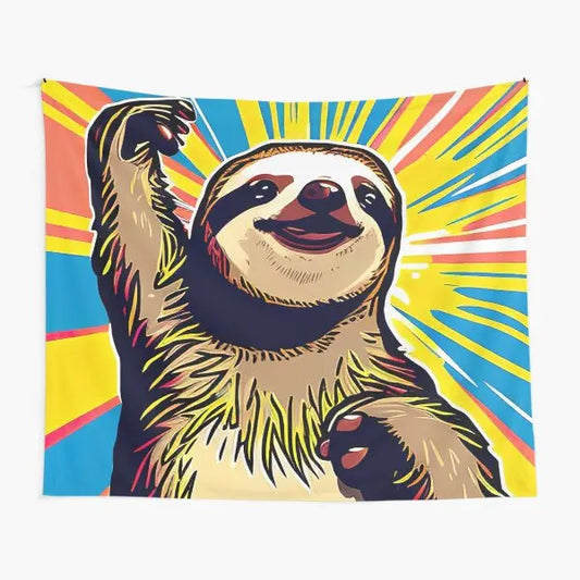 Vibrant Sloth Wall Art Tapestry