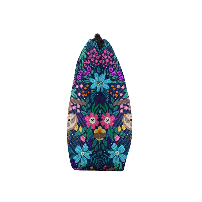 Sloth Floral Cosmetic Bag