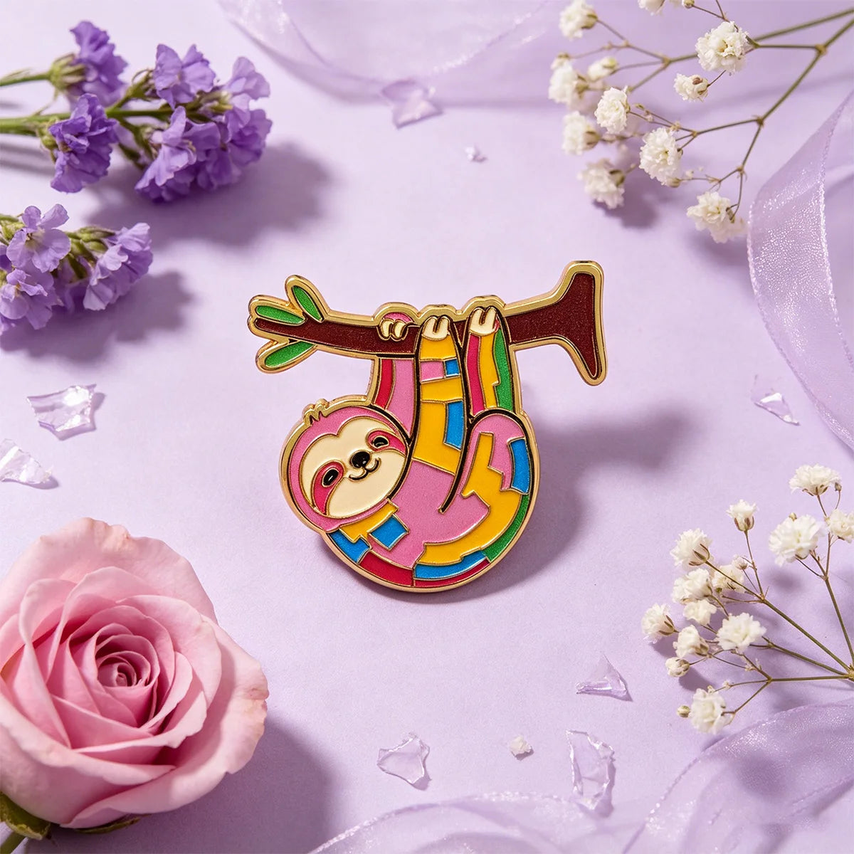 9 Piece Colorful Sloth Enamel Pin Set