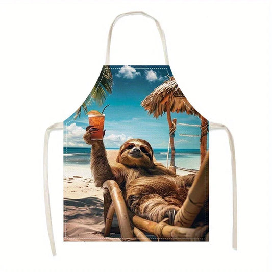 Relaxing Sloth On Beach Drinking Apron product photo 1