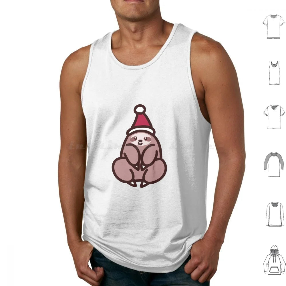 Sloth Wearing Santa Hat Tank Top
