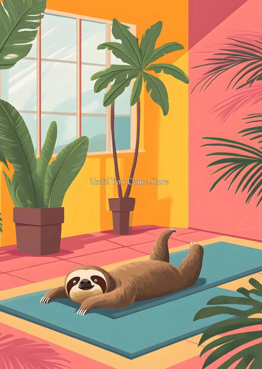 Sloth Retro Art Poster