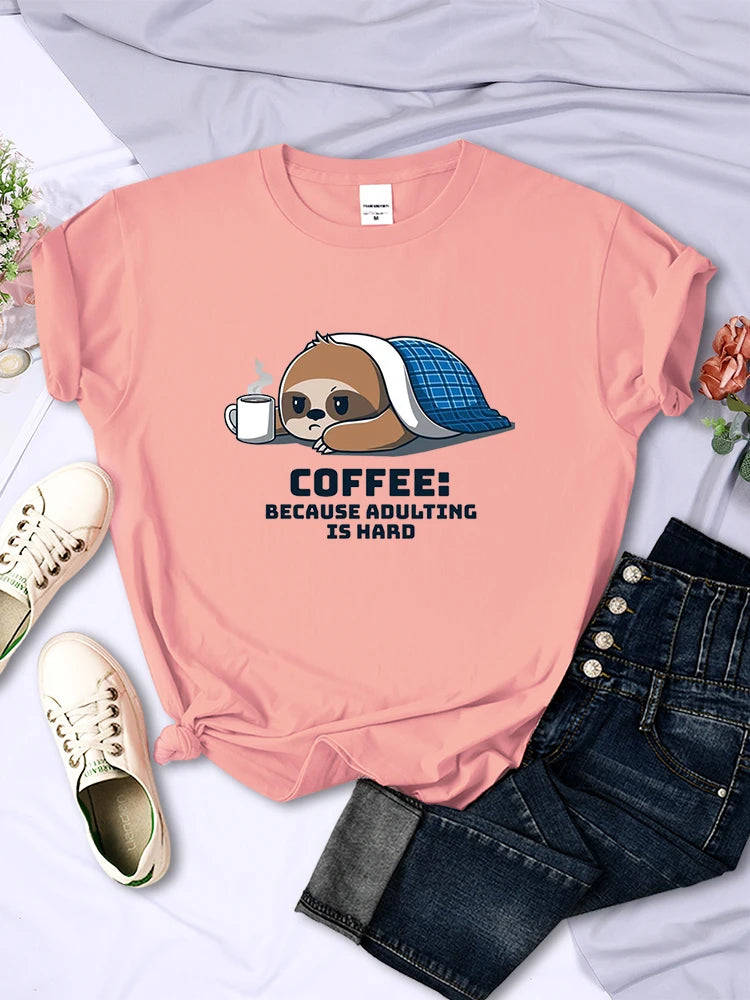 Coffee because Adulting Is Hard Sloth T-Shirt