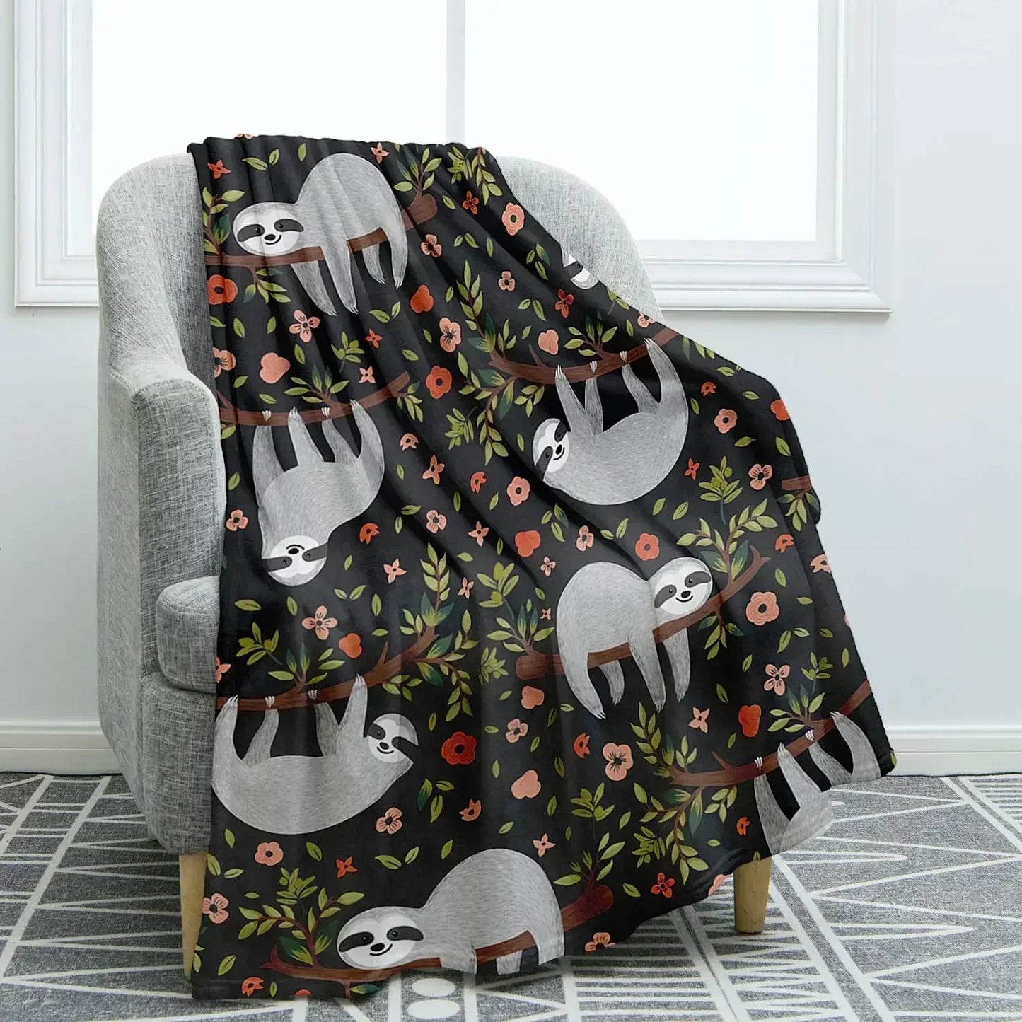 Sloth Theme Throw Blanket