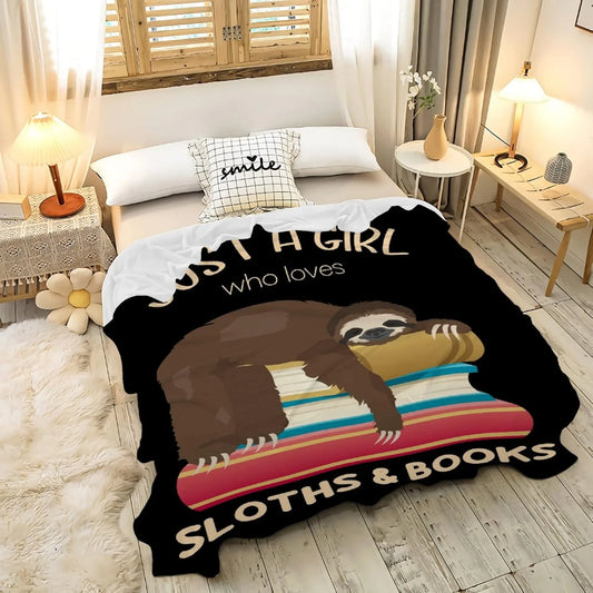 Just A Girl Who Loves Sloths & Books Blanket