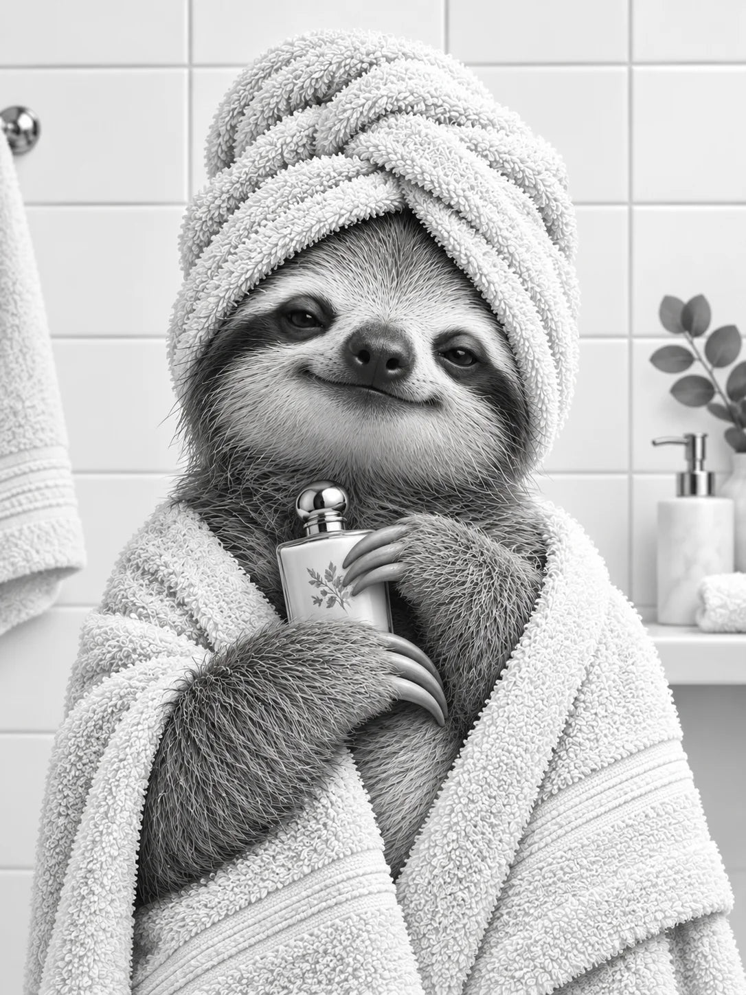 Sloth Black & White Poster