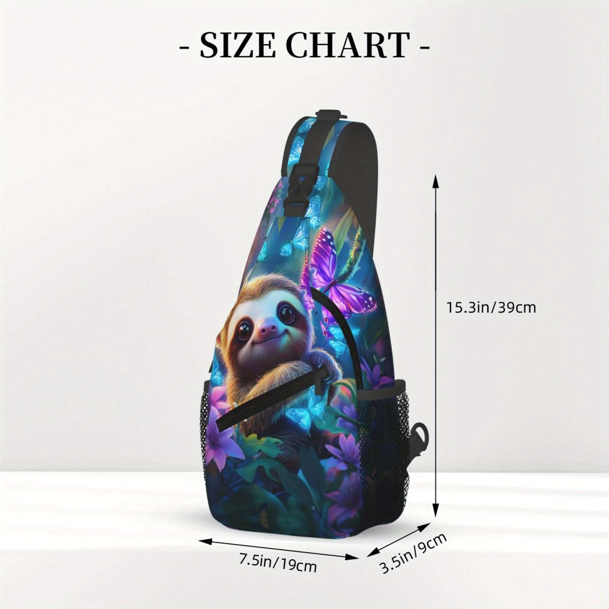 Sloth Butterflies & Flowers Crossbody bag
