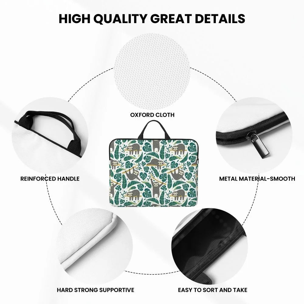 Sloth & Tropical Leaves Laptop Bag