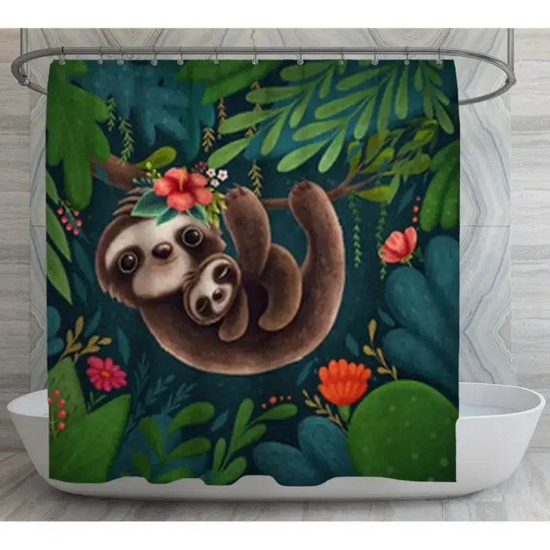 Tropical Cute Mom And Baby Shower Curtain