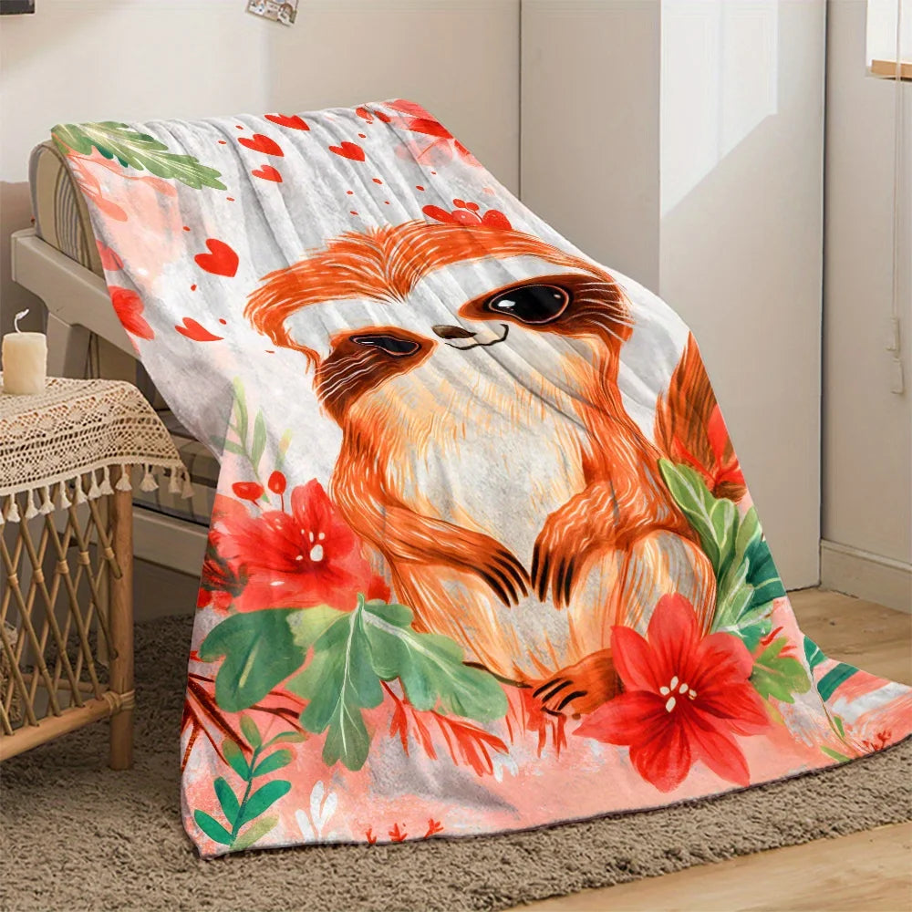 Sloth With Flowers Blanket product photo 2