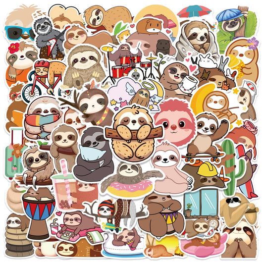 10/25/50pcs Cartoon Cute Sloths Stickers