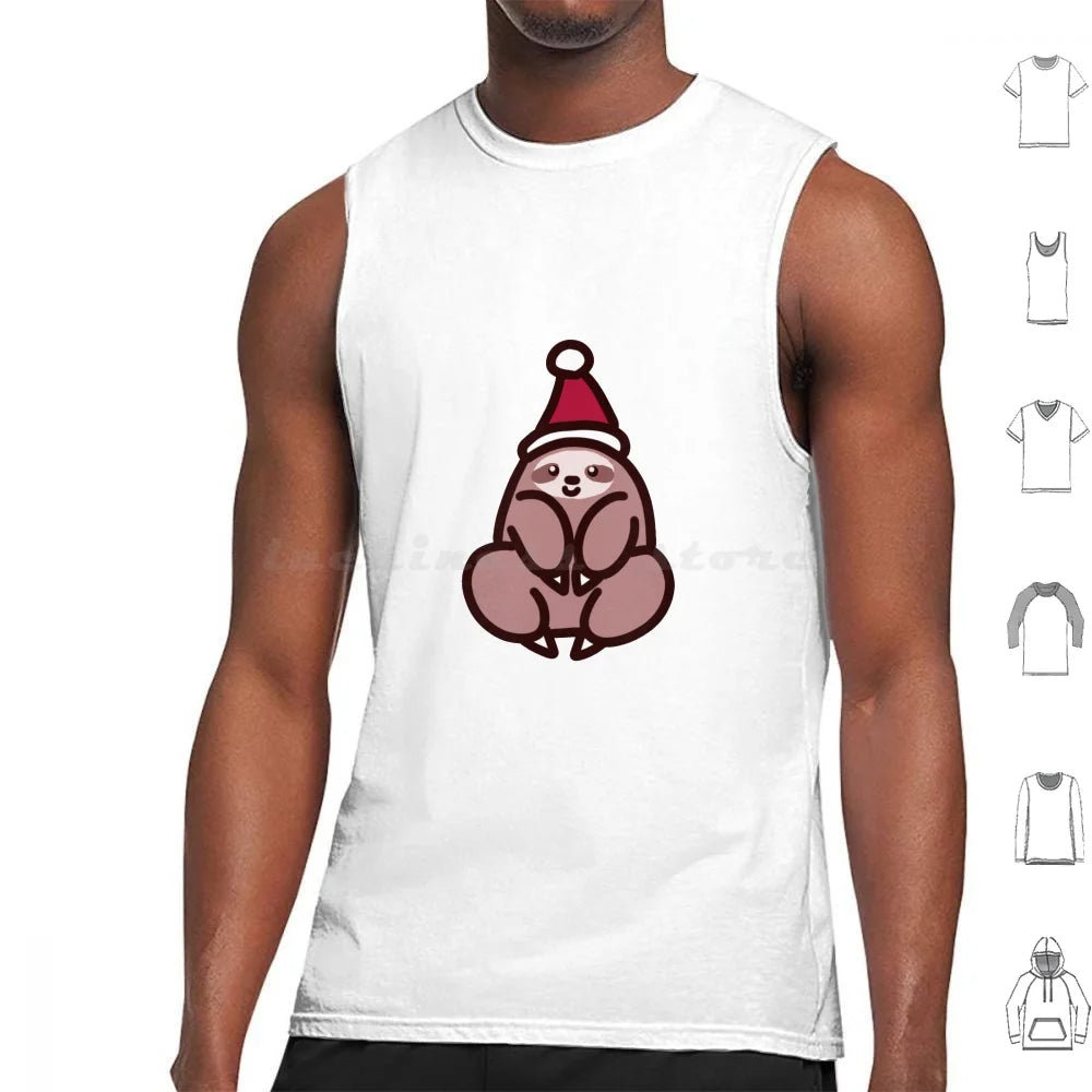 Sloth Wearing Santa Hat Tank Top