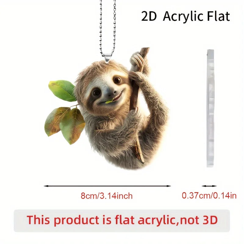 Cute Sloth on The Tree Pendant Versatile Keychain