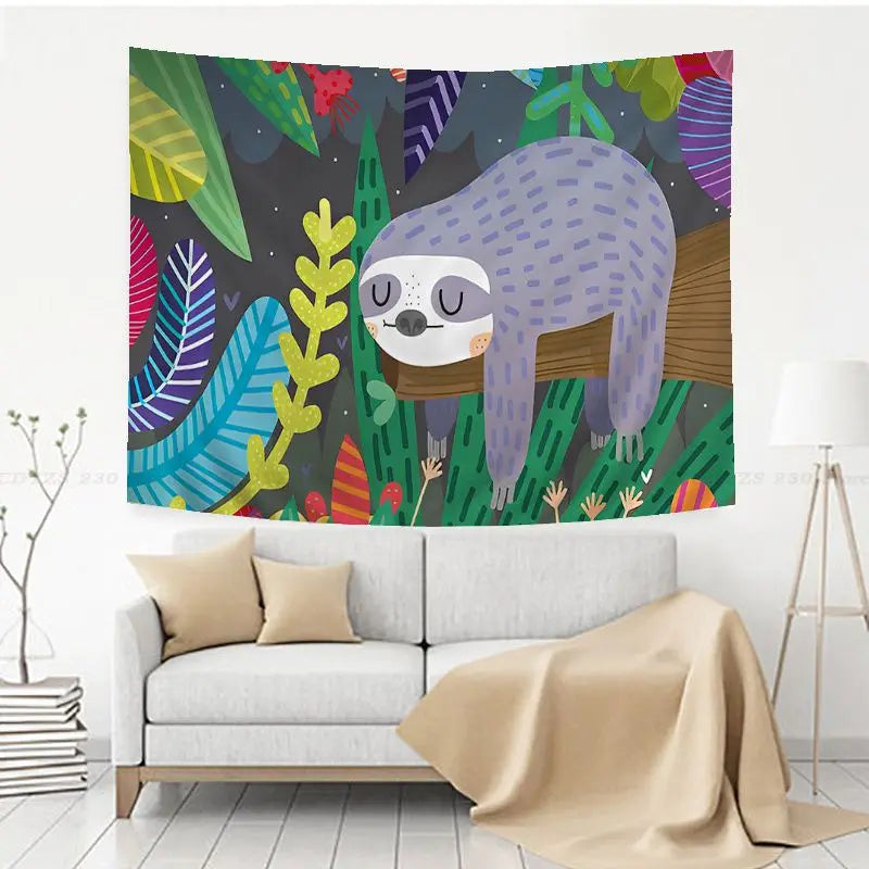 Sleepy Sloth Wall Hanging Tapestry