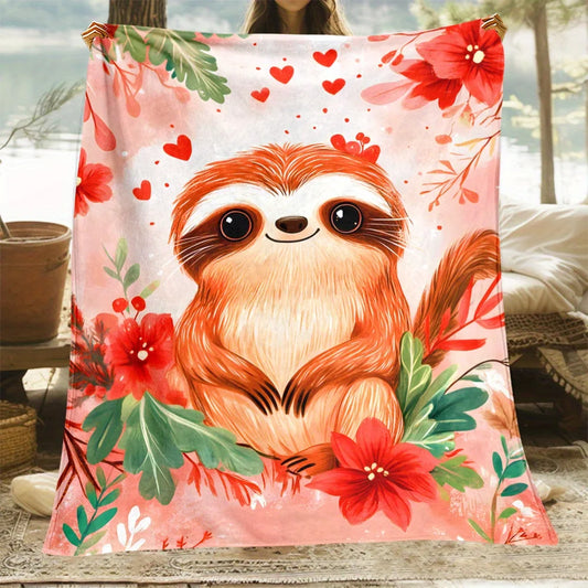 Sloth With Flowers Blanket