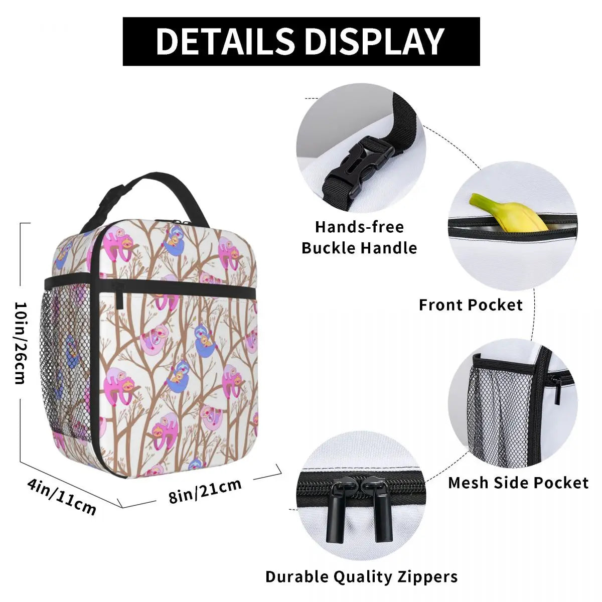 Sloth In The Branches Insulated Lunch Bag