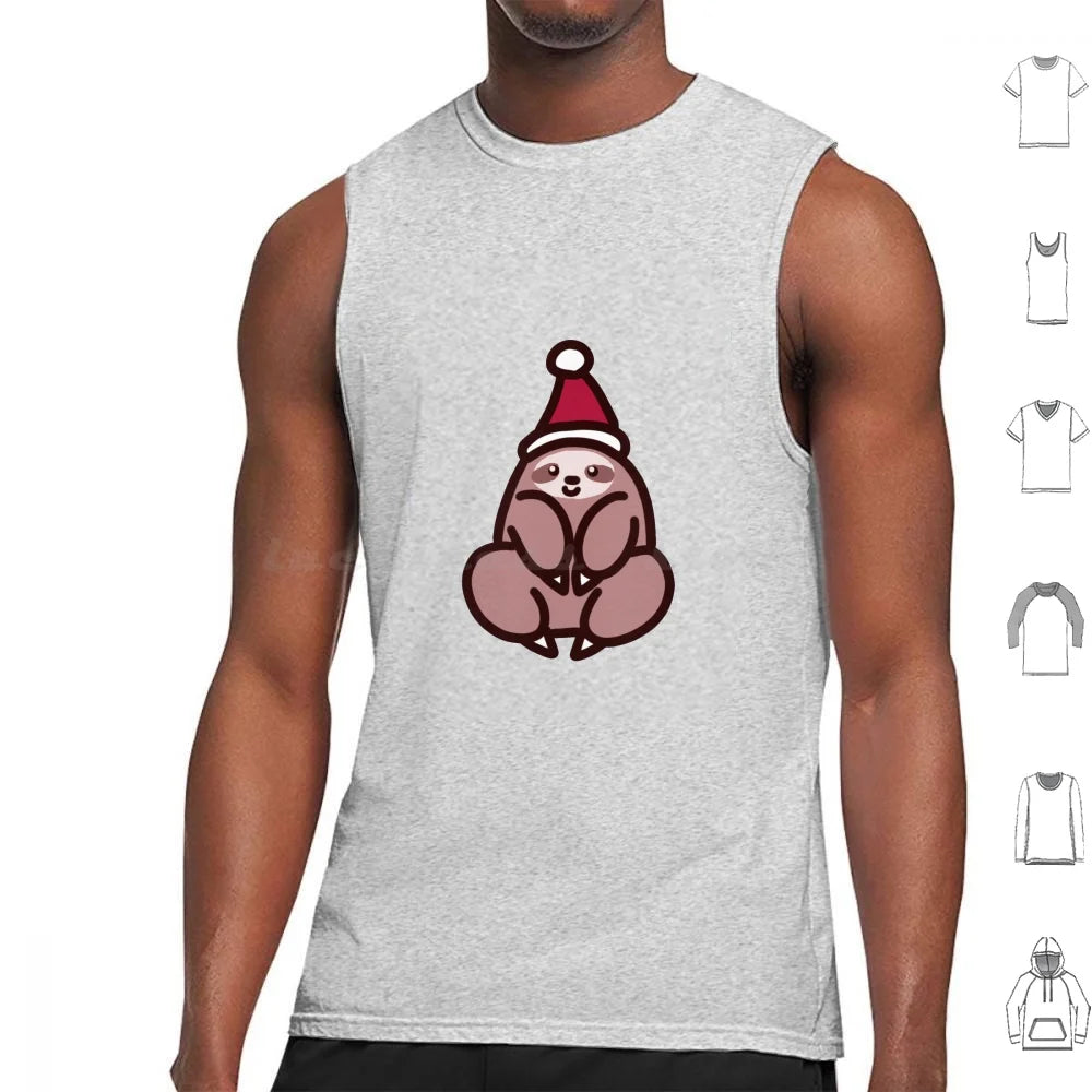 Sloth Wearing Santa Hat Tank Top