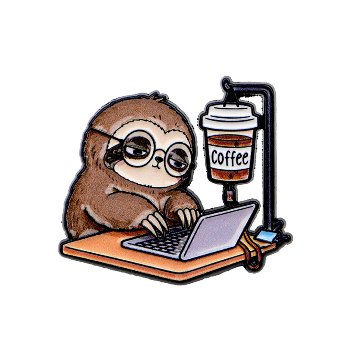 Working Sloth Enamel Pin Badge