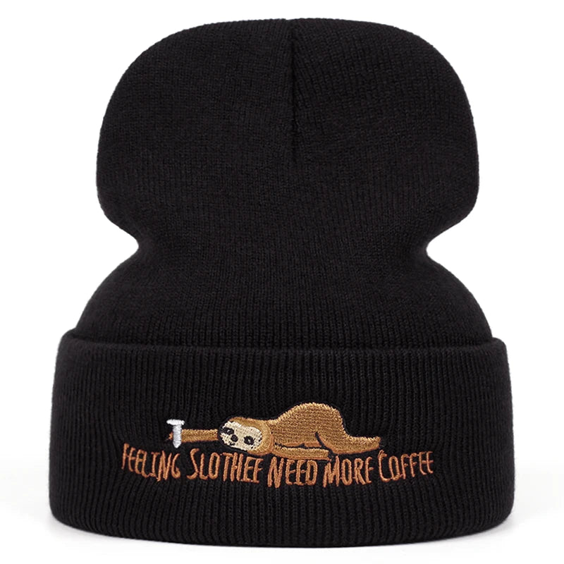 Feeling Slothee Need More Coffee Beanie Hat