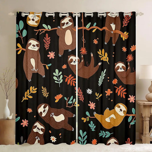 Sloth Tropical Jungle Curtain