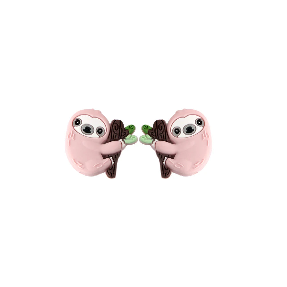 5 Piece Cartoon Mini Sloth Silicone Beads