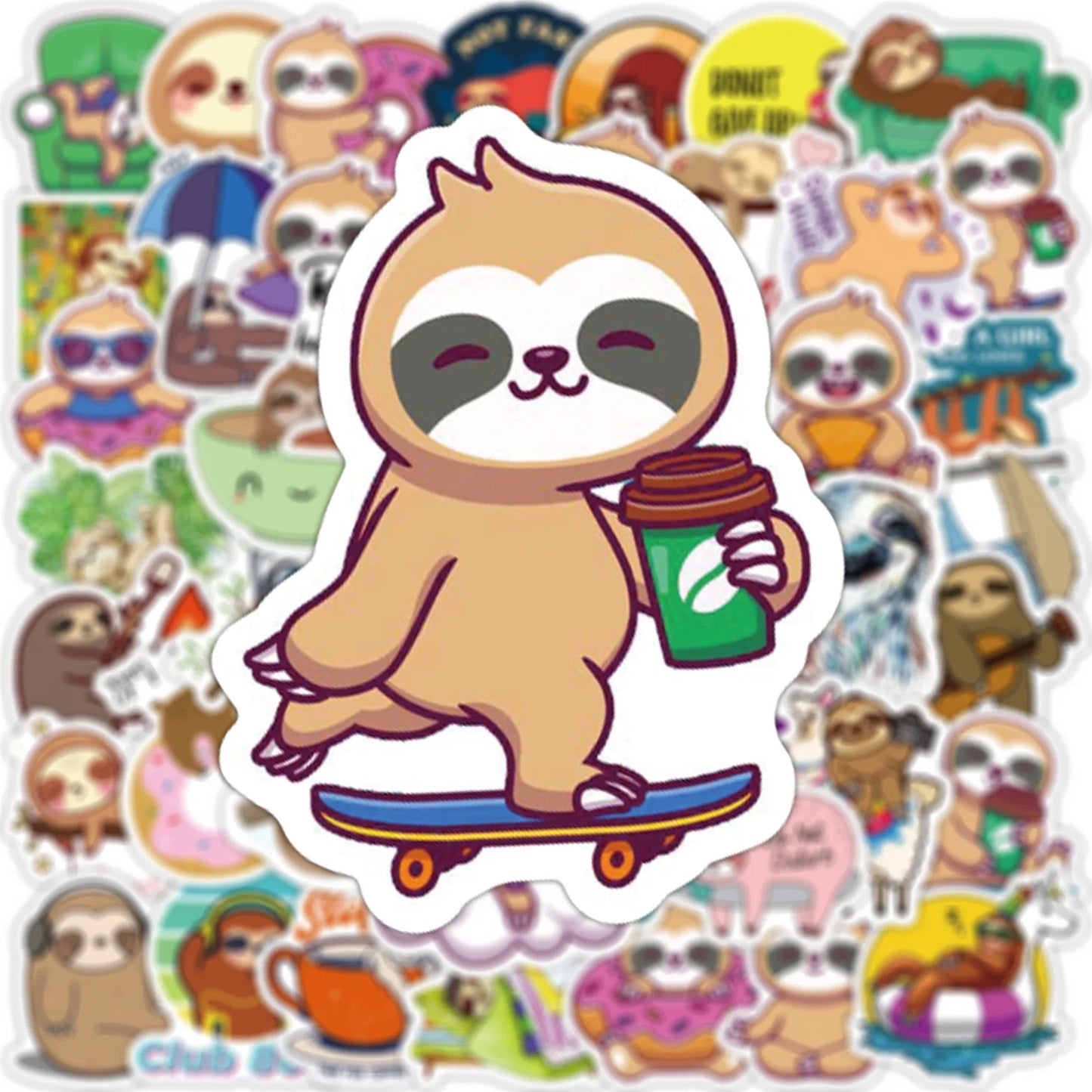 50 piece Cute Sloth Stickers Pack