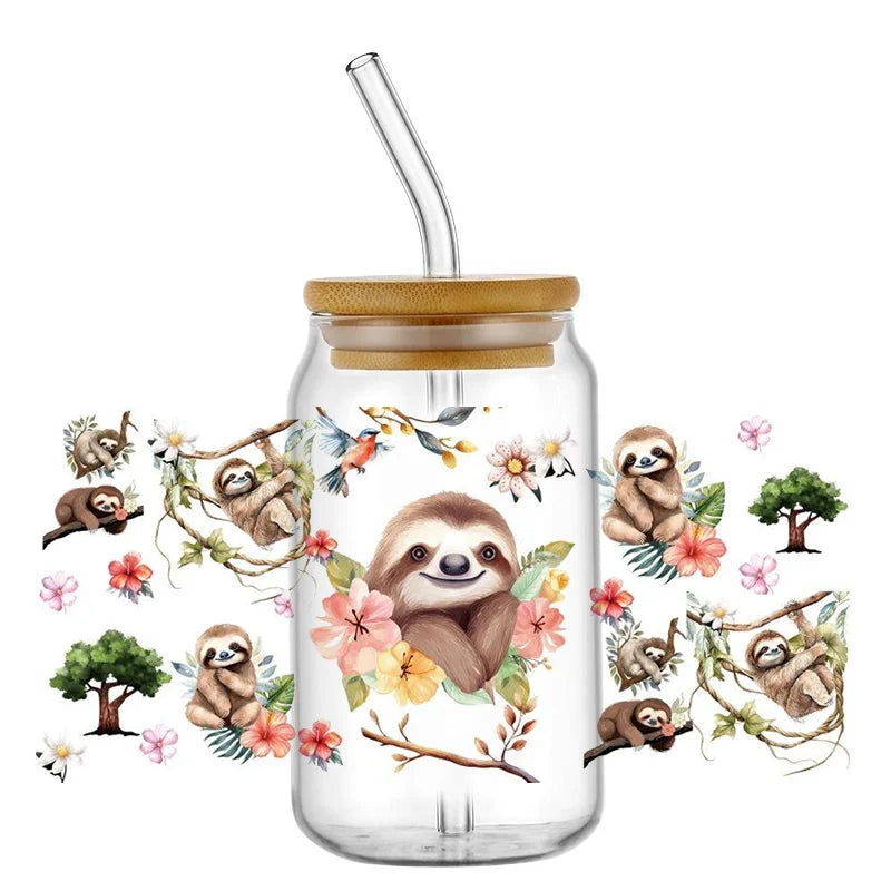 Decals Cute Sloth Waterproof Transfer Stickers for Mugs, Water, Bottle