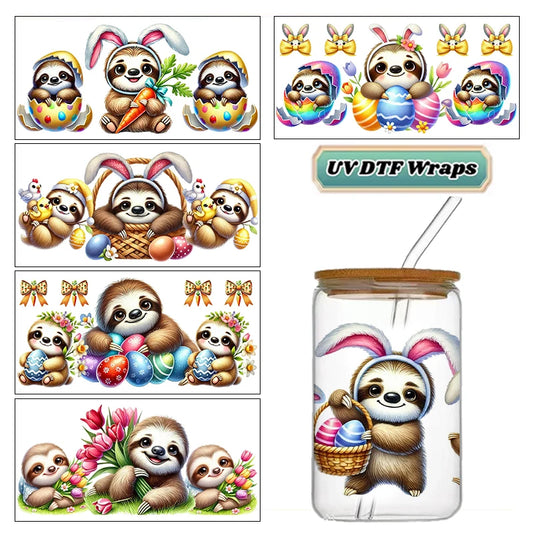Easter Sloth Decal Transfer Stickers