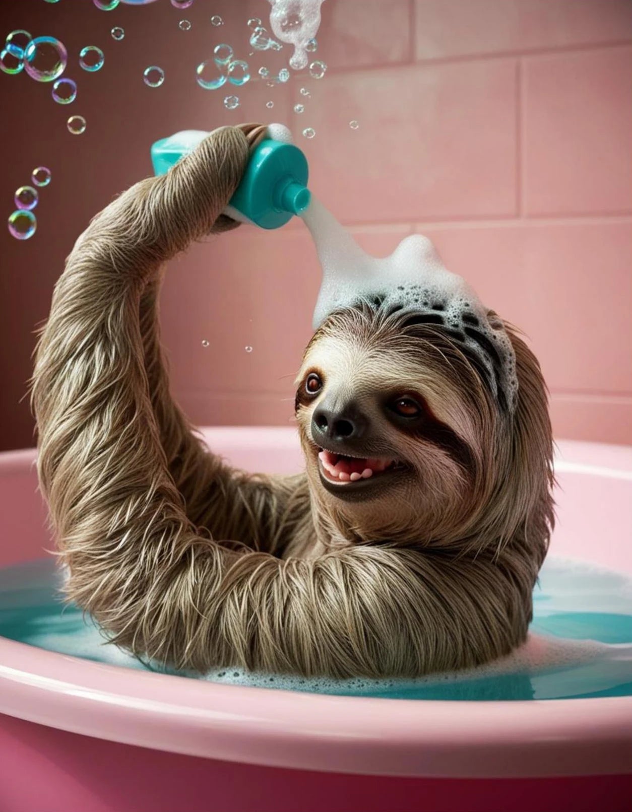 Bath Time Sloth Canvas Art Picture