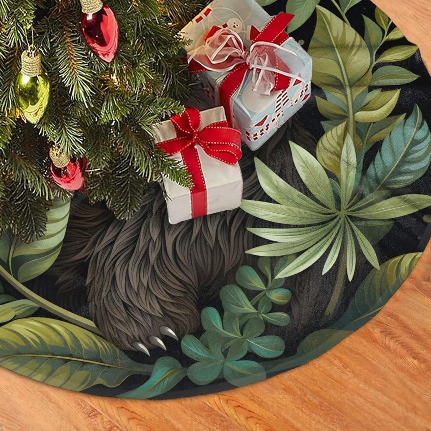 Sloth Leaves Christmas Tree Skirt