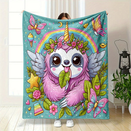 Sloth Unicorn Rainbow Blanket