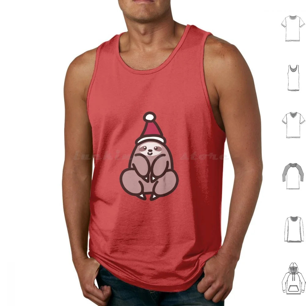 Sloth Wearing Santa Hat Tank Top