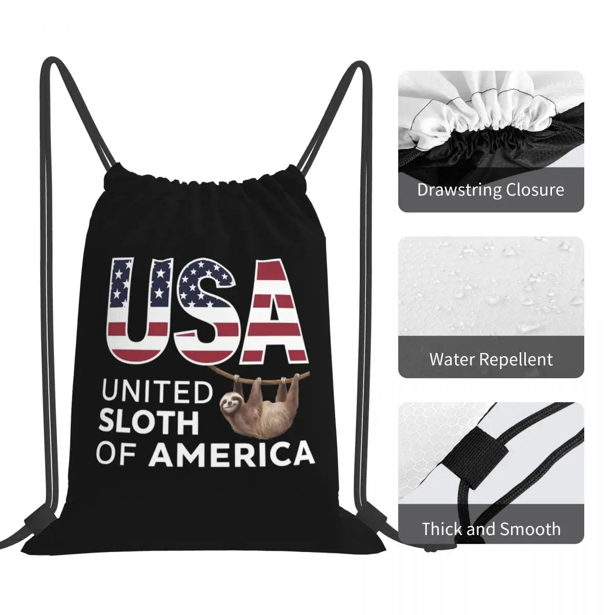 United Sloth Of America Drawstring Backpack