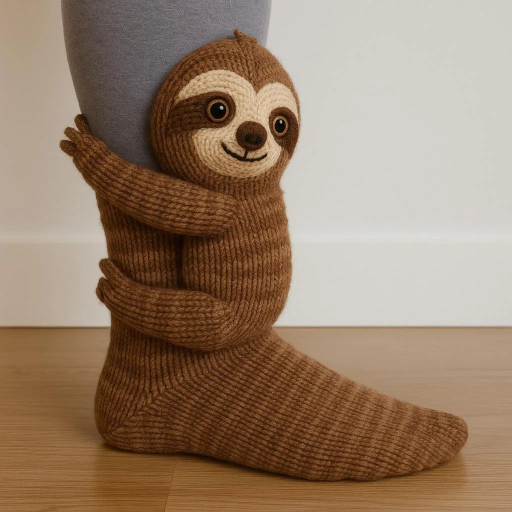 3D Knitted Sloth Socks
