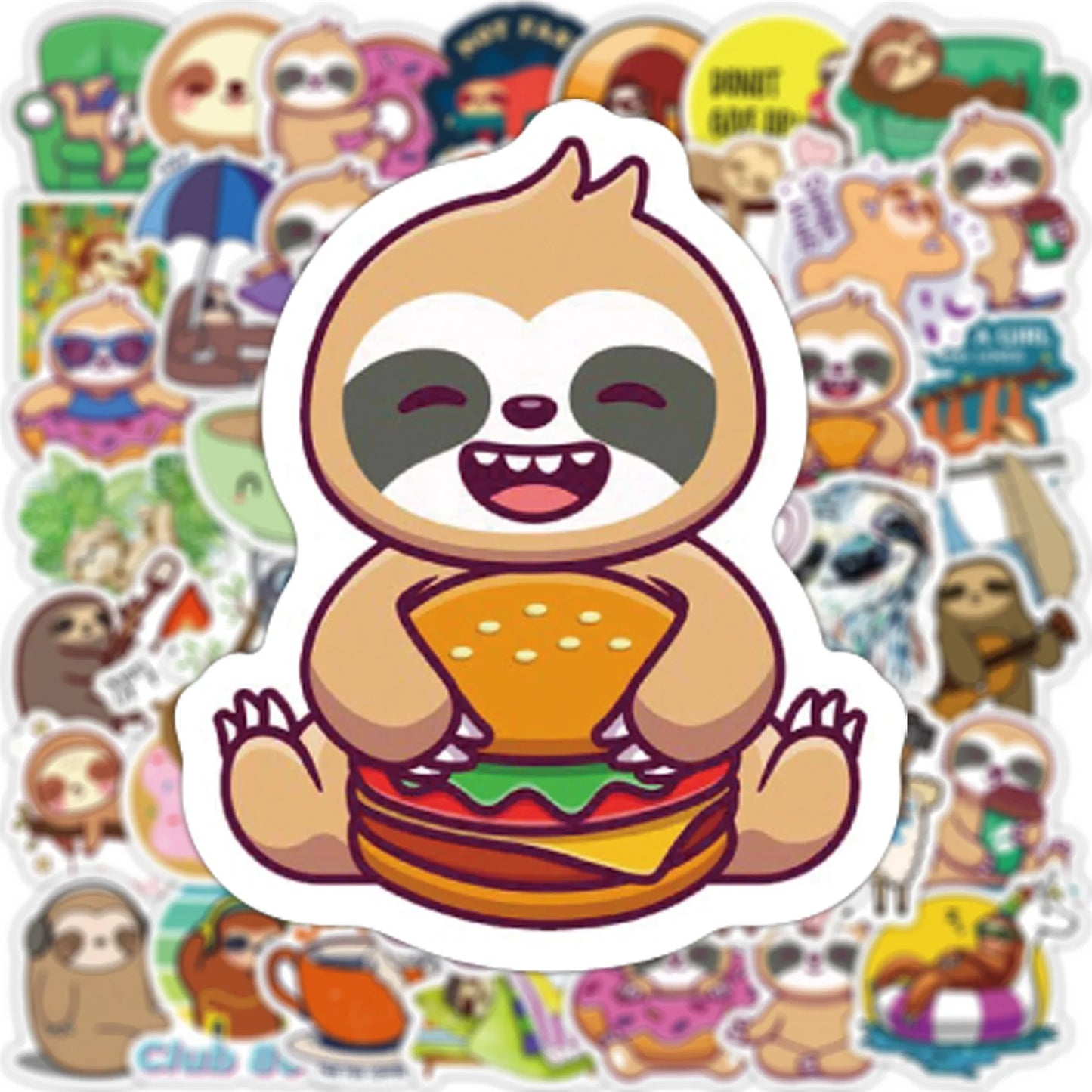 50 piece Cute Sloth Stickers Pack