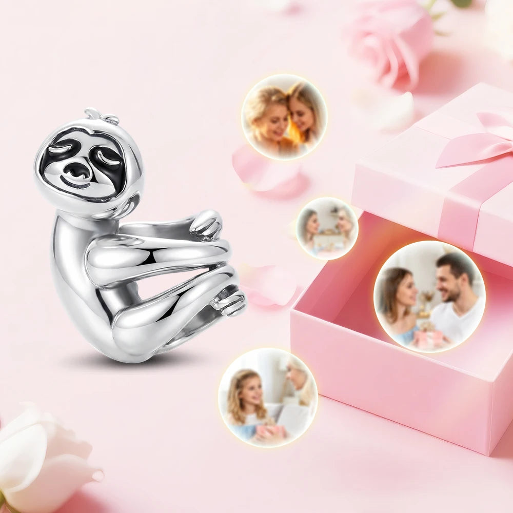 Sterling Silver Cute Sloth Hugging Bead Charm