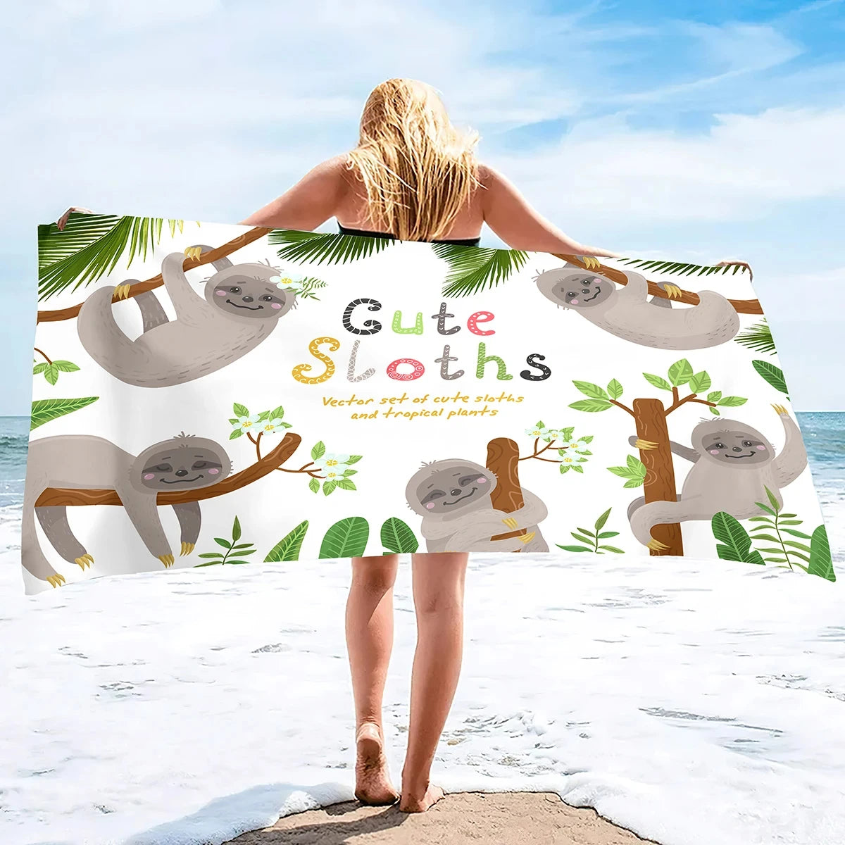 Assorted Cute Sloth Beach Towel