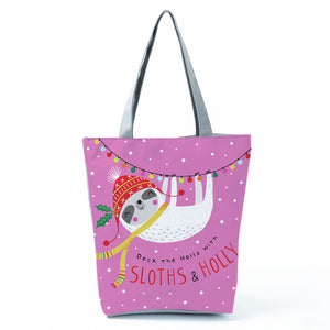 Sloths and Holly Tote Bag