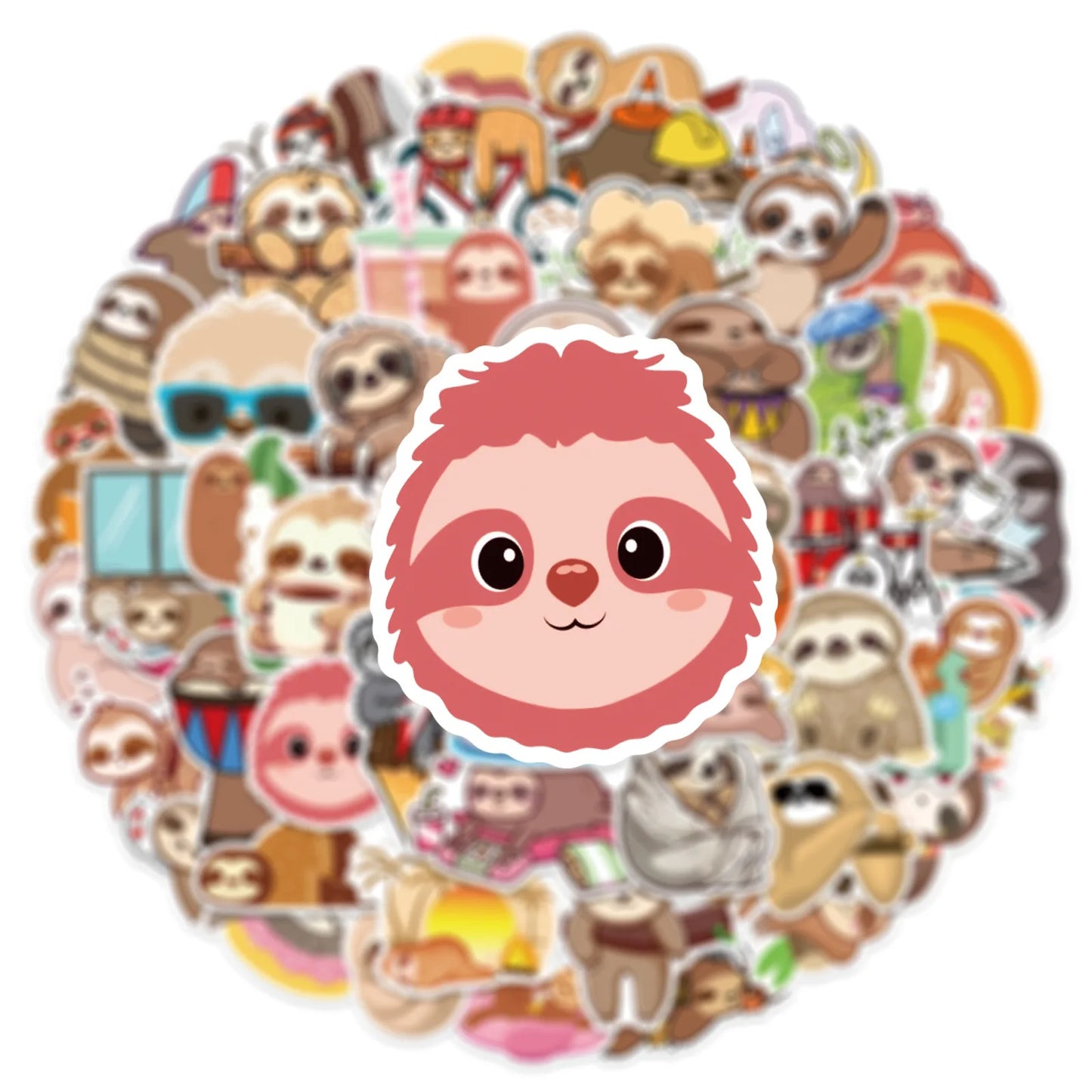 10/50 Piece Sloth Stickers