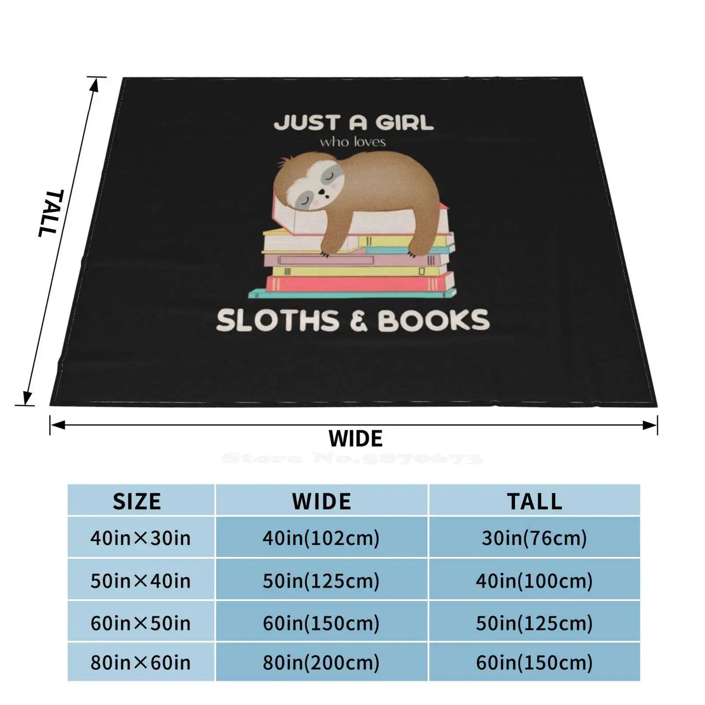 Just A Girl Who Loves Sloths And Books Blanket