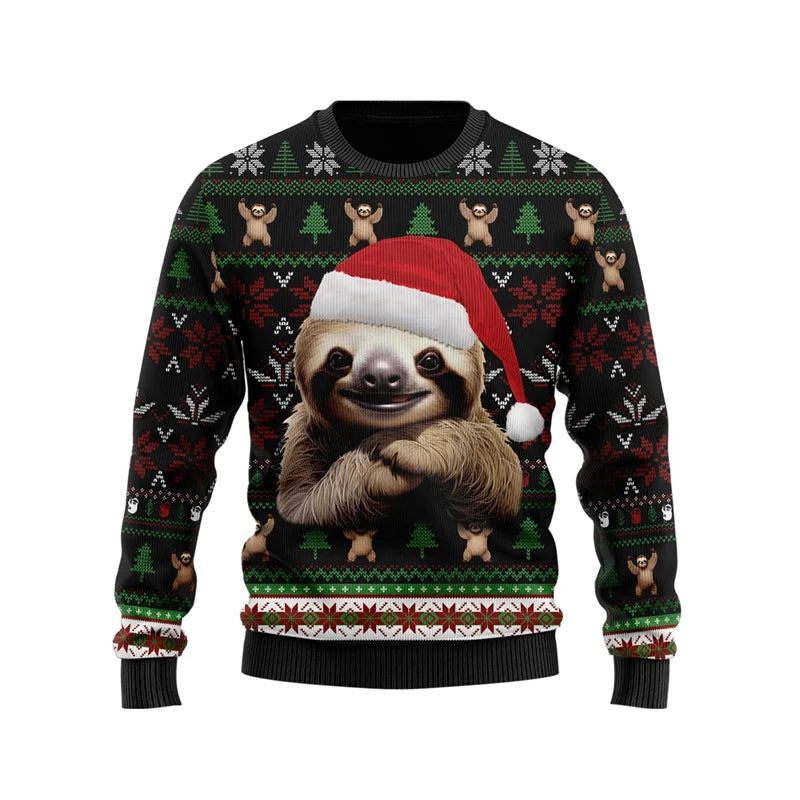 Sloth In Santa Hat Christmas Jumper