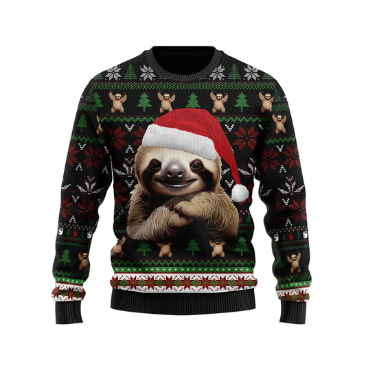 Sloth In Santa Hat Christmas Jumper