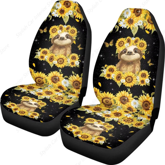 Sloth Sunflower Vehicle Seat Cover
