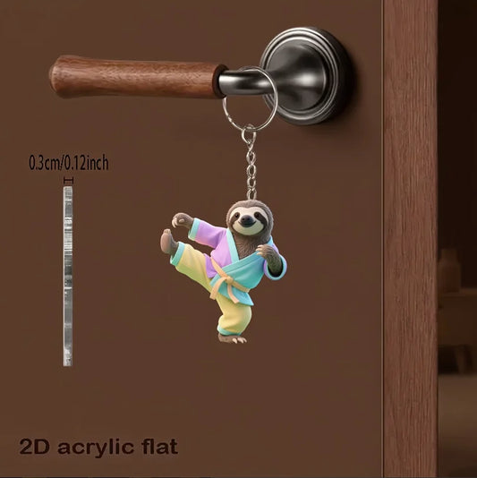 2D Karate Sloth Keychain