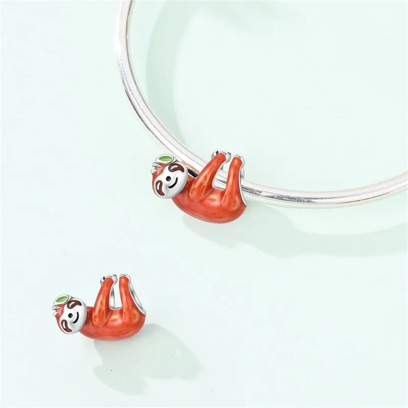 Sterling Silver Hanging Sloth Bead Charm