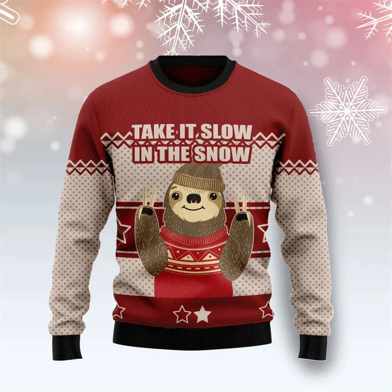 Take It Slow In The Snow Sloth Christmas Jumper