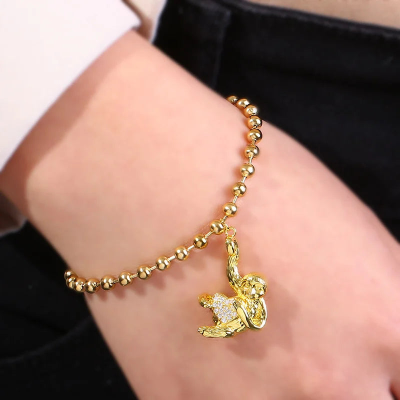Exquisite Love Sloth Round Bead Bracelet