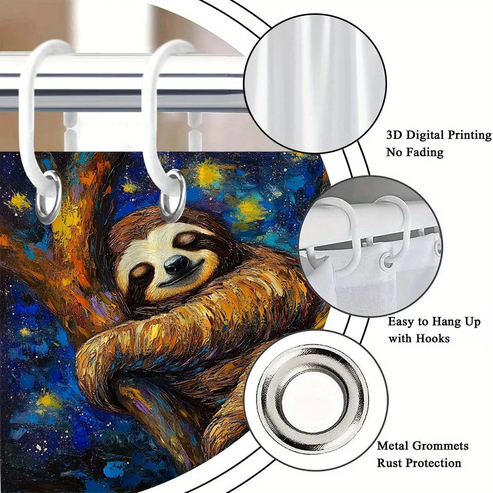 Starry Night Sloth Shower Curtain