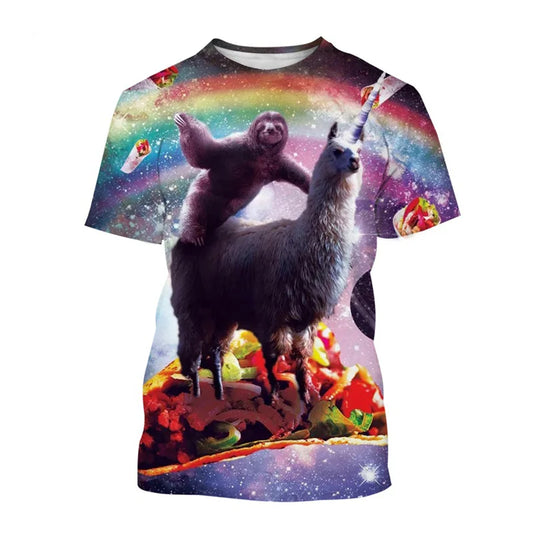 Sloth, Lama & Rainbow Galaxy T-Shirt